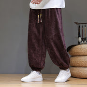 Buddha Stones Fall Winter Men's Drawstring Chenille Harem Pants With Pockets