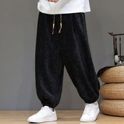 Buddha Stones Fall Winter Men's Drawstring Chenille Harem Pants With Pockets