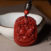 Buddha Stones Chinese Zodiac Cinnabar Calm Necklace Pendant