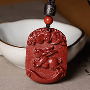 Buddha Stones Chinese Zodiac Cinnabar Calm Necklace Pendant