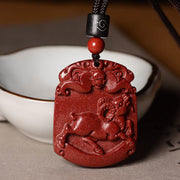 Buddha Stones Chinese Zodiac Cinnabar Calm Concentration Necklace Pendant Necklaces & Pendants BS Goat