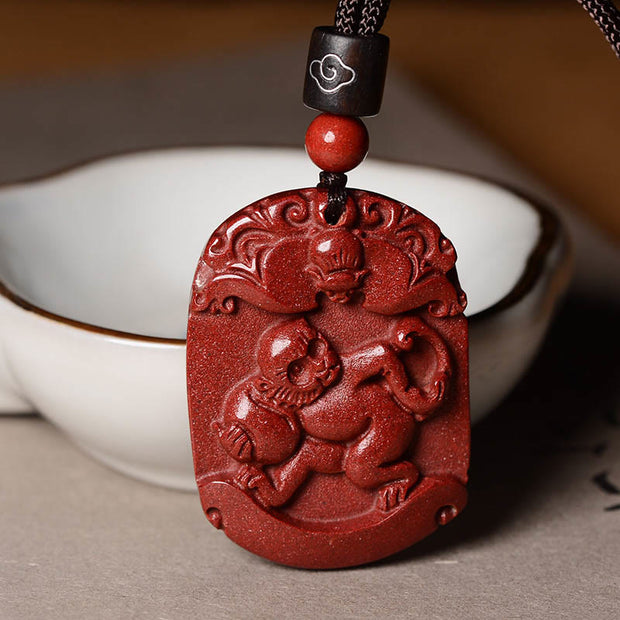 Buddha Stones Chinese Zodiac Cinnabar Calm Necklace Pendant