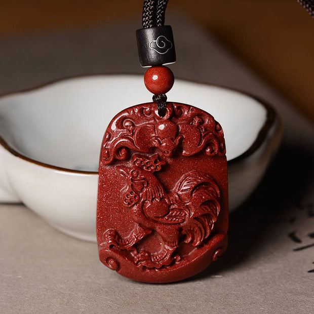 Buddha Stones Chinese Zodiac Cinnabar Calm Necklace Pendant