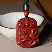 Buddha Stones Chinese Zodiac Cinnabar Calm Necklace Pendant