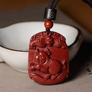 Buddha Stones Chinese Zodiac Cinnabar Calm Necklace Pendant