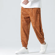 Buddha Stones Fall Winter Bamboo Men's Frog-Button Corduroy Pants With Pockets Men's Pants BS 5