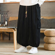 Buddha Stones Fall Winter Men's Drawstring Chenille Corduroy Cargo Pants With Pockets Men's Pants BS 2