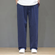 Buddha Stones Summer Men's Linen Straight Leg Pants With Pockets