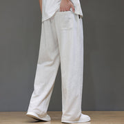 Buddha Stones Summer Men's Cotton Linen Straight Leg Pants With Pockets - image 15