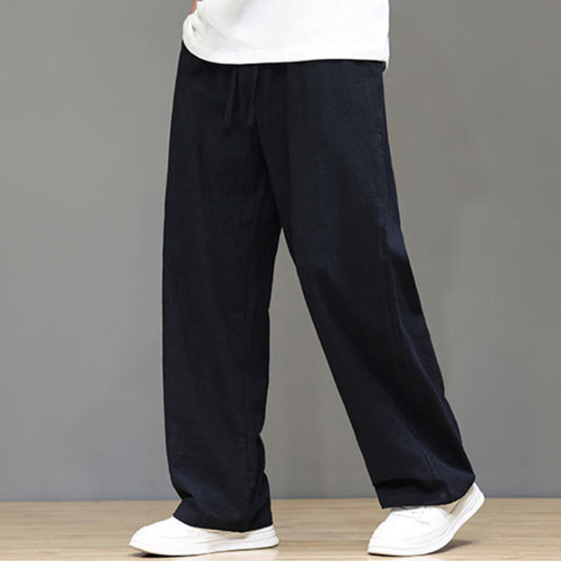 Buddha Stones Summer Men's Cotton Linen Straight Leg Pants With Pockets - Black - US/UK/AU46，EU56 (5XL) - image 31