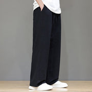 Buddha Stones Summer Men's Linen Straight Leg Pants With Pockets