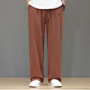 Buddha Stones Summer Men's Linen Straight Leg Pants With Pockets