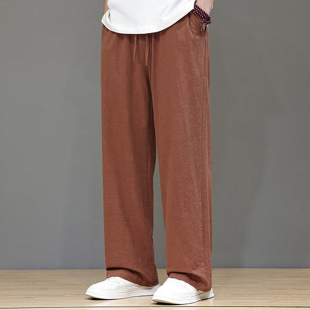 Buddha Stones Summer Men's Cotton Linen Straight Leg Pants With Pockets - image 41