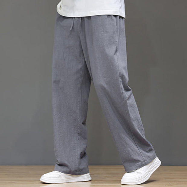 Buddha Stones Summer Men's Cotton Linen Straight Leg Pants With Pockets - Gray - US/UK/AU46，EU56 (5XL) - image 19