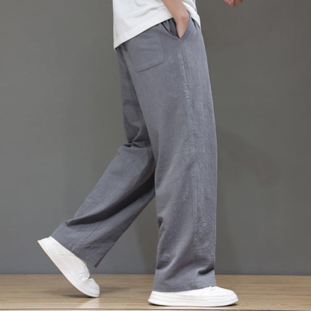 Buddha Stones Summer Men's Cotton Linen Straight Leg Pants With Pockets - image 22
