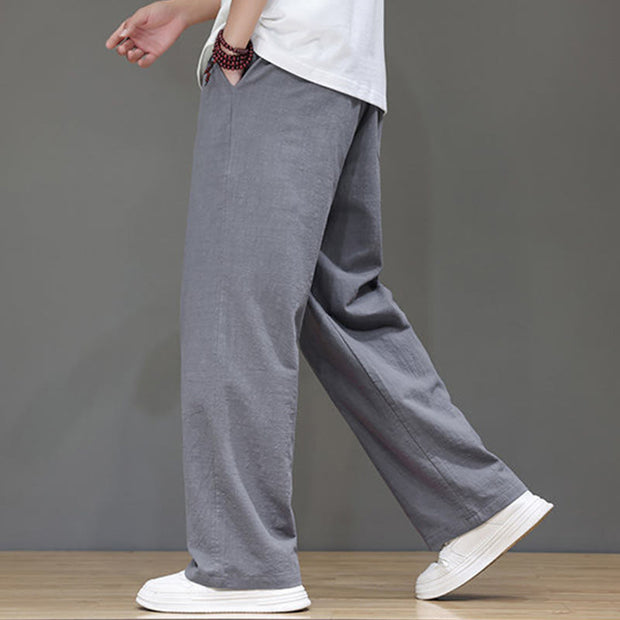 Buddha Stones Summer Men's Cotton Linen Straight Leg Pants With Pockets - image 24