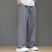 Buddha Stones Summer Men's Linen Straight Leg Pants With Pockets