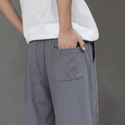 Buddha Stones Summer Men's Linen Straight Leg Pants With Pockets