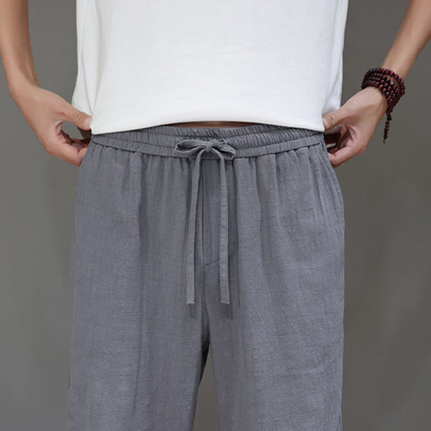 Buddha Stones Summer Men's Cotton Linen Straight Leg Pants With Pockets - image 27