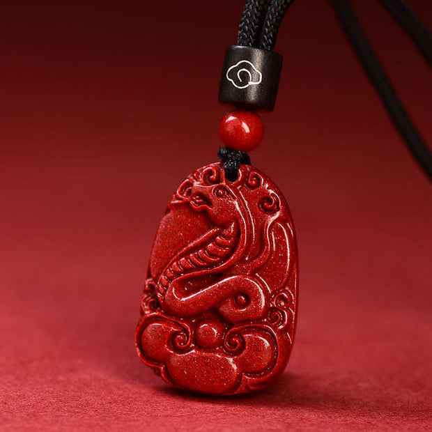 Buddha Stones Chinese Zodiac Cinnabar Calm Necklace Pendant