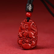 Buddha Stones Chinese Zodiac Cinnabar Calm Necklace Pendant