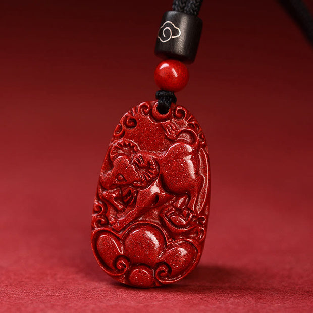 Buddha Stones Chinese Zodiac Cinnabar Calm Necklace Pendant