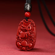 Buddha Stones Chinese Zodiac Cinnabar Calm Necklace Pendant