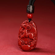 Buddha Stones Chinese Zodiac Black Rope Cinnabar Calm Necklace Pendant Necklaces & Pendants BS Goat