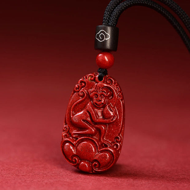 Buddha Stones Chinese Zodiac Cinnabar Calm Necklace Pendant