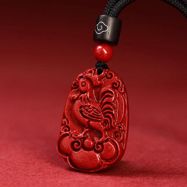 Buddha Stones Chinese Zodiac Cinnabar Calm Necklace Pendant