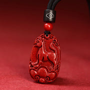 Buddha Stones Chinese Zodiac Black Rope Cinnabar Calm Necklace Pendant Necklaces & Pendants BS Dog