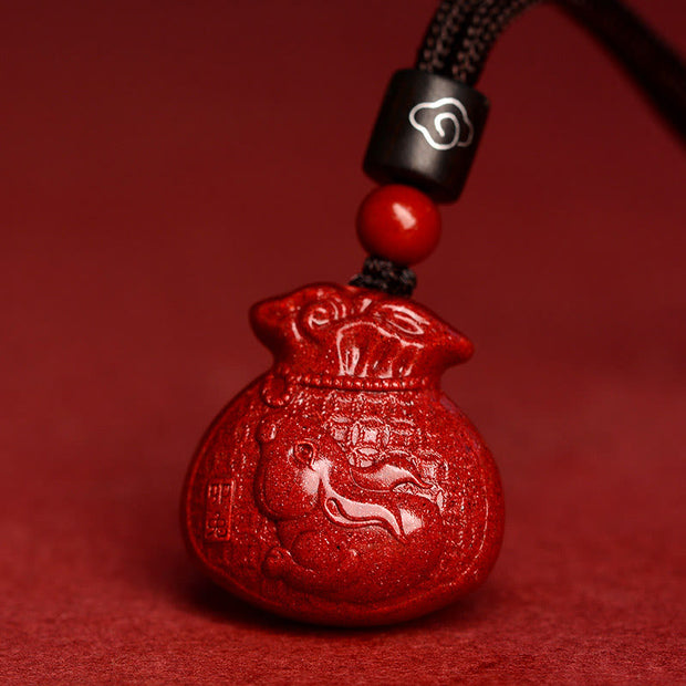 Buddha Stones Chinese Zodiac Cinnabar Calm Necklace Pendant