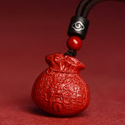 Buddha Stones Chinese Zodiac Money Bag Shape Cinnabar Calm Necklace Pendant Necklaces & Pendants BS Dragon