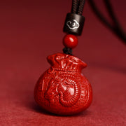 Buddha Stones Chinese Zodiac Money Bag Shape Cinnabar Calm Necklace Pendant Necklaces & Pendants BS Goat