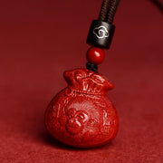 Buddha Stones Chinese Zodiac Cinnabar Calm Necklace Pendant