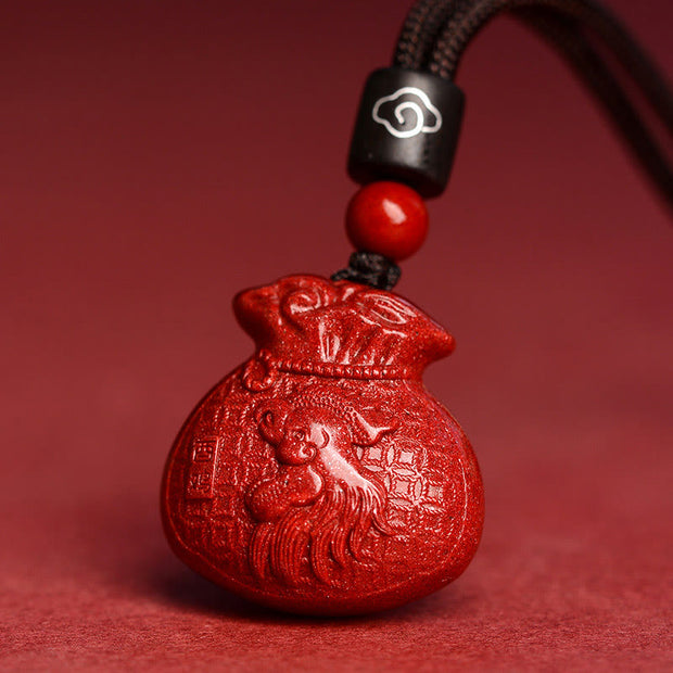 Buddha Stones Chinese Zodiac Cinnabar Calm Necklace Pendant