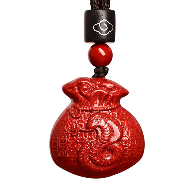 Buddha Stones Chinese Zodiac Cinnabar Calm Necklace Pendant