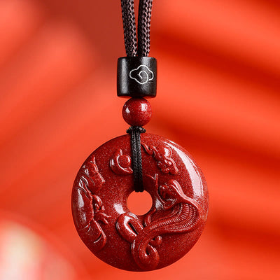 Buddha Stones Chinese Zodiac Cinnabar Calm Necklace Pendant