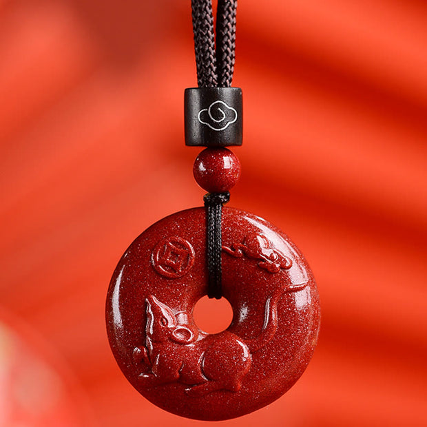 Buddha Stones Chinese Zodiac Cinnabar Calm Necklace Pendant