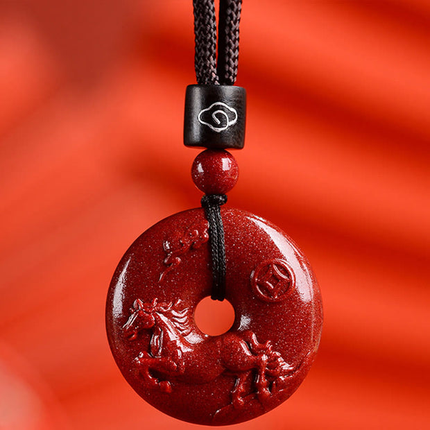 Buddha Stones Chinese Zodiac Cinnabar Calm Necklace Pendant