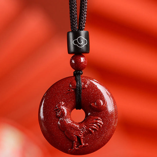 Buddha Stones Chinese Zodiac Cinnabar Calm Necklace Pendant