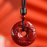 Buddha Stones Chinese Zodiac Cinnabar Peace Buckle Calm Necklace Pendant Necklaces & Pendants BS Ox Medium 32*9mm