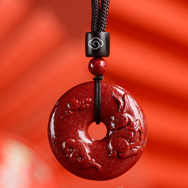 Buddha Stones Chinese Zodiac Cinnabar Calm Necklace Pendant