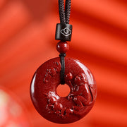 Buddha Stones Chinese Zodiac Cinnabar Calm Necklace Pendant