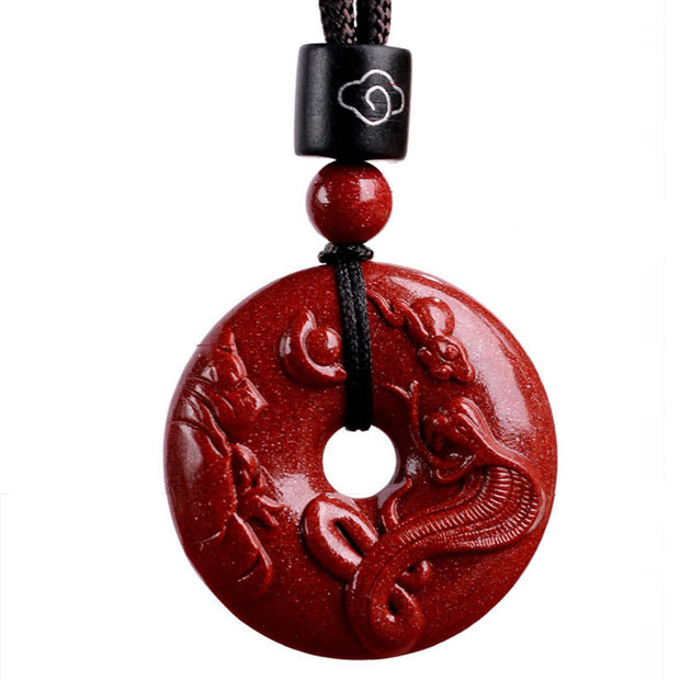 Buddha Stones Chinese Zodiac Cinnabar Calm Necklace Pendant