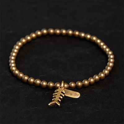 Buddha Stones Copper Fish Bone Healing Bracelet Bracelet BS Copper(Wrist Circumference: 20-21cm)