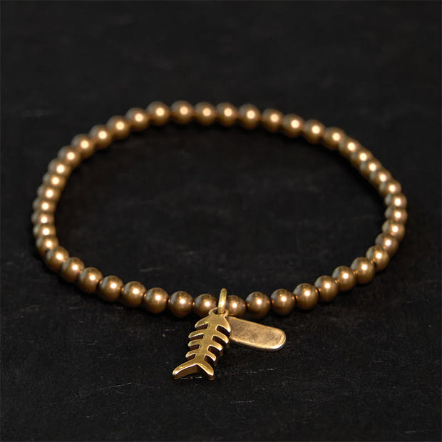 Buddha Stones Copper Fish Bone Healing Bracelet Bracelet BS Copper(Wrist Circumference: 20-21cm)