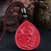 Buddha Stones Chinese Zodiac Cinnabar Blessing Necklace Pendant Necklaces & Pendants BS Snake， Rooster And Ox