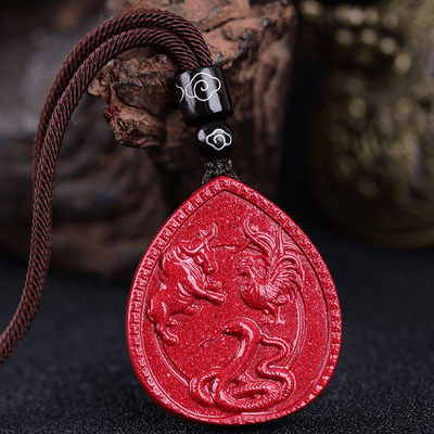 Buddha Stones Chinese Zodiac Cinnabar Calm Necklace Pendant