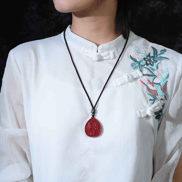 Buddha Stones Chinese Zodiac Cinnabar Calm Necklace Pendant